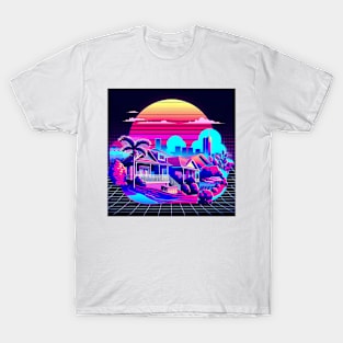 Vaporwave Suburban Cityscape T-Shirt